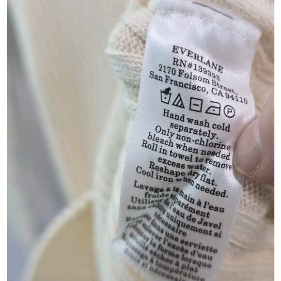 Everlane Sweater Womens Medium Cream Organic Cotton Ribbed Off White Roll Neck - Picture 8 of 10